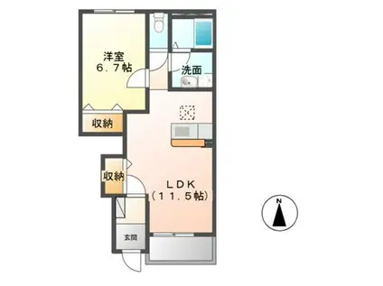 QUATRE BIEN(1LDK/1階)の間取り写真