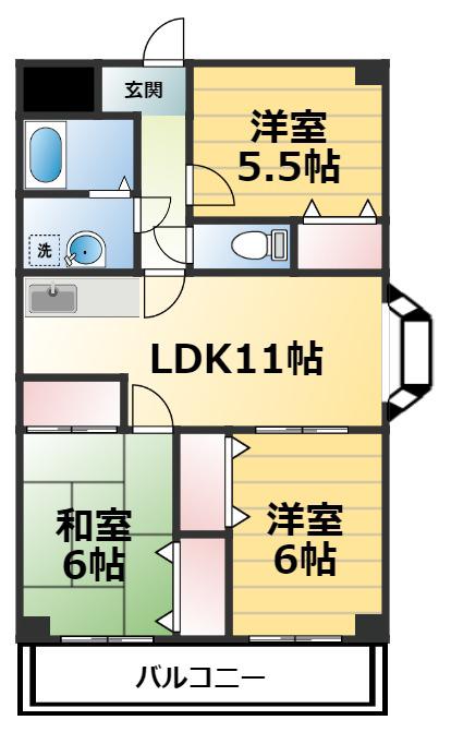 グランフォルム愛甲石田(3LDK/5階)の間取り写真