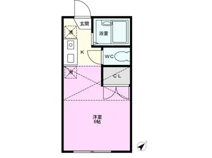 ウエストフィールド(ワンルーム/1階)の間取り写真
