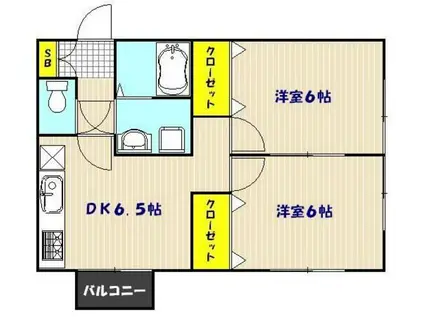 ソレイユヒデC(2DK/2階)の間取り写真