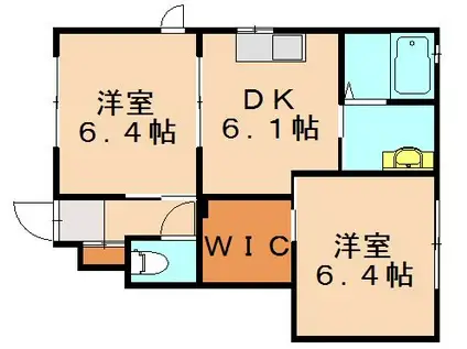 セレッソ若葉台 A棟(2DK/1階)の間取り写真