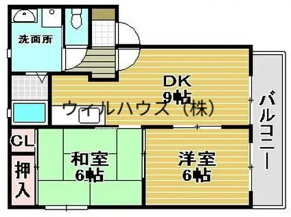 リビエール綾園壱番館(2LDK/1階)の間取り写真