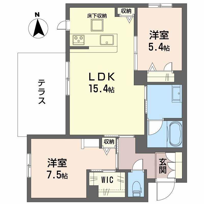 メゾンブランカあびこ南(2LDK/1階)の間取り写真