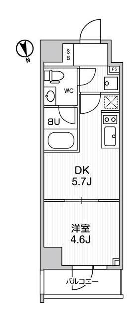 ALTERNA浅草(1DK/3階)の間取り写真