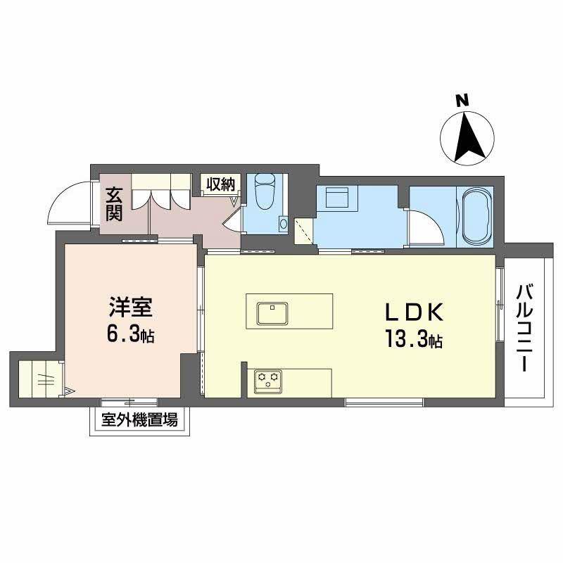 エクラージュ吹上(1LDK/2階)の間取り写真