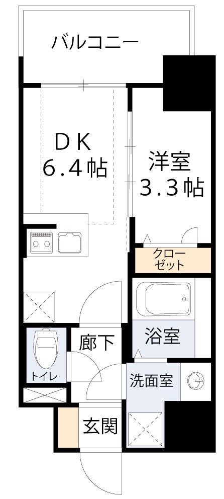 JMFレジデンス都島(1DK/11階)の間取り写真