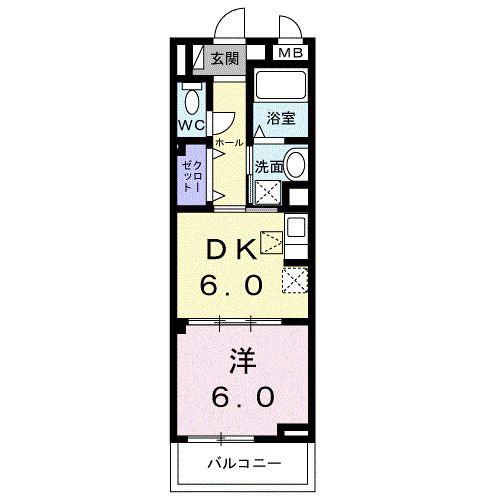 ボワ リュネール(1DK/1階)の間取り写真
