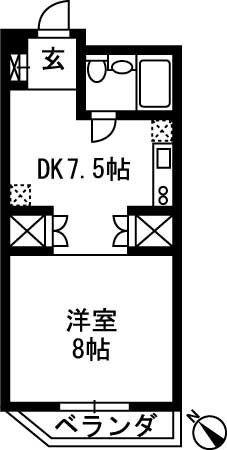 清水第一マンション(1DK/2階)の間取り写真