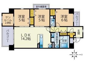 テラパカータ姪浜(3LDK/7階)の間取り写真