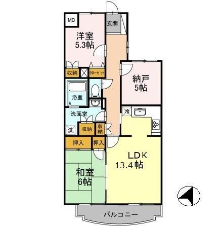 フォレストヒルズ(2LDK/2階)の間取り写真