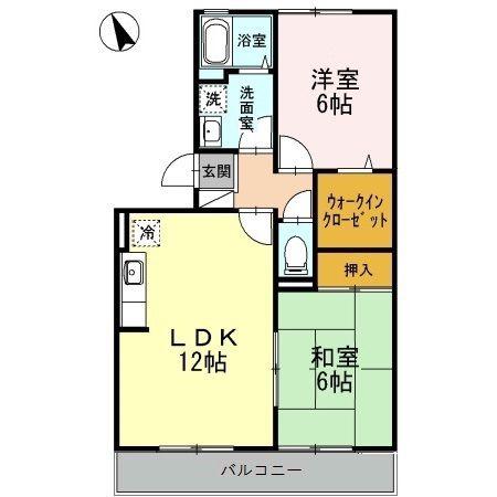 リベルテS.B棟(2LDK/2階)の間取り写真
