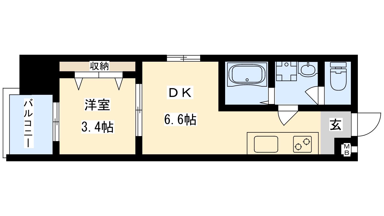 ETC太子橋今市(1DK/3階)の間取り写真