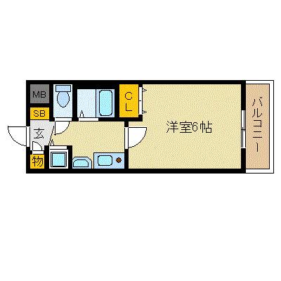 プレサンス名古屋城前(1K/6階)の間取り写真