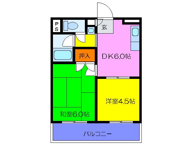 アドベ93(2DK/4階)の間取り写真