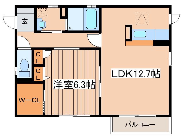 ブリリアC(1LDK/1階)の間取り写真