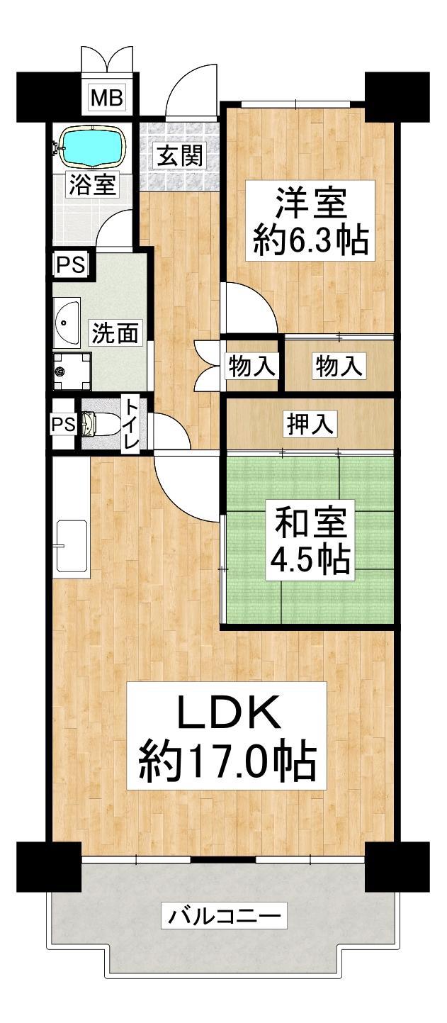 入江第2(2LDK/4階)の間取り写真