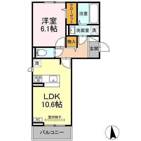 GRACE YAMA(1LDK/2階)の間取り写真