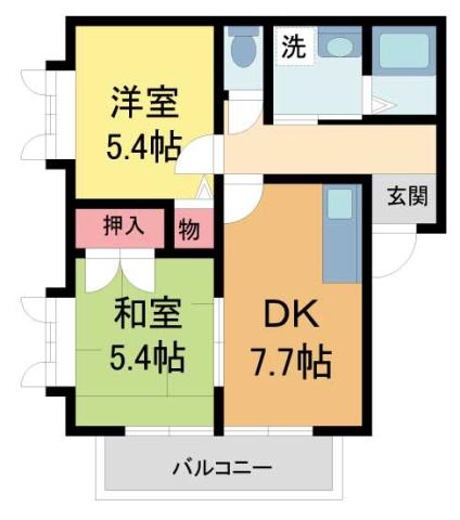 アイエフハイツ水波町IV(2DK/2階)の間取り写真