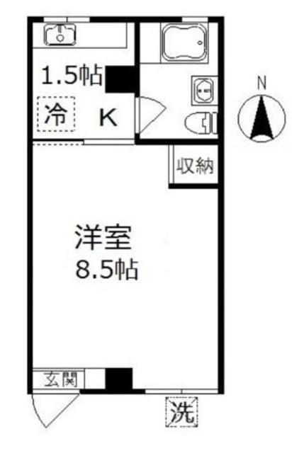 下落合ハイツ(1K/1階)の間取り写真