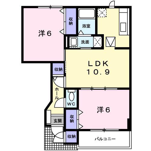 アンソレイエミツイ(2LDK/1階)の間取り写真