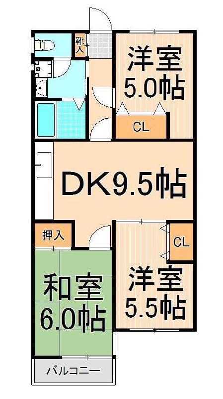 エクセルエステート吉田I(3DK/1階)の間取り写真