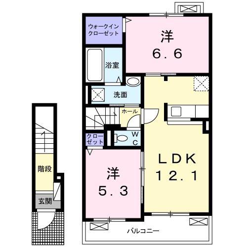 エルガーデンII(2LDK/2階)の間取り写真