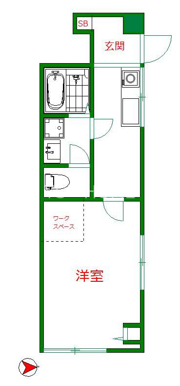 カームネス・K(1K/1階)の間取り写真