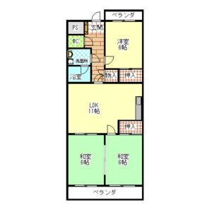 マンション東柴第ニ(3LDK/1階)の間取り写真