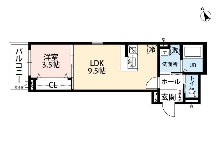 ROBOT HOME 西新(1LDK/3階)の間取り写真