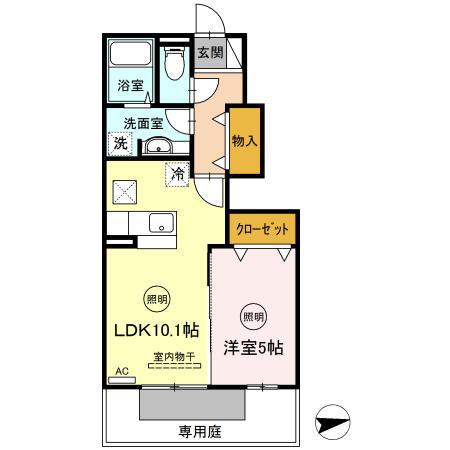 ヴァンヴェール(1LDK/1階)の間取り写真