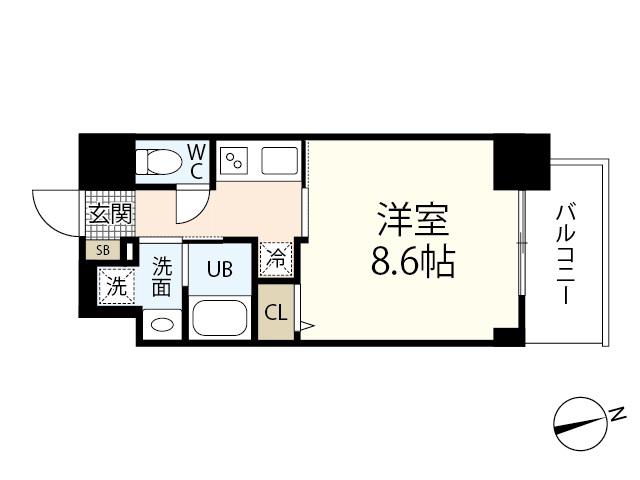 CASSIA河原町平和大通(1K/5階)の間取り写真