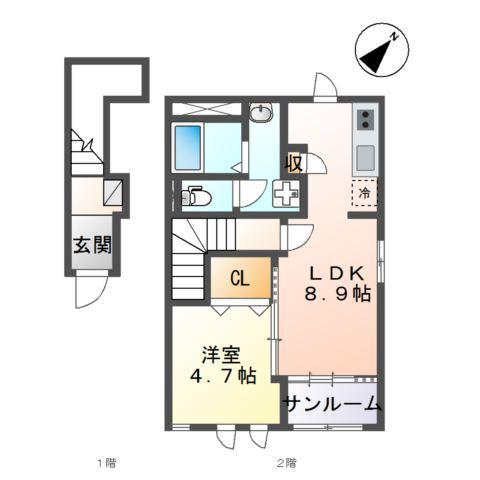 BERG4.5(1LDK/2階)の間取り写真