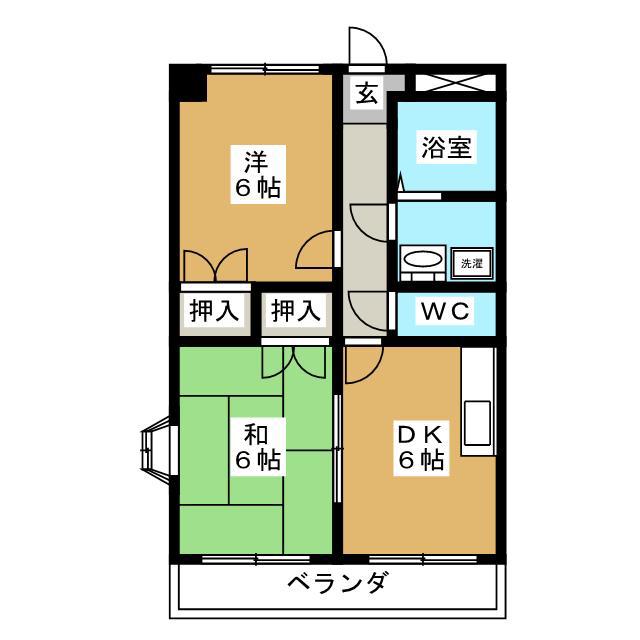 マンション富加(2DK/2階)の間取り写真