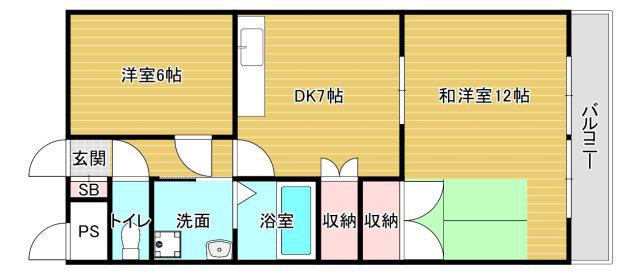 アーネットスタシオン大阪狭山(2DK/3階)の間取り写真