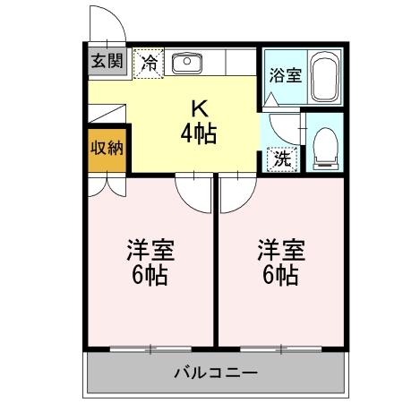 えいすうセゾンI(2K/1階)の間取り写真
