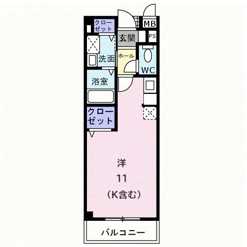 アヴェニール(ワンルーム/2階)の間取り写真