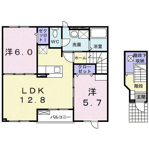 リル・ラフィユ(2LDK/2階)の間取り写真