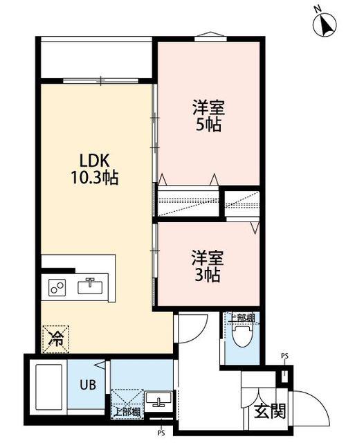 RELIER相模原(2LDK/1階)の間取り写真