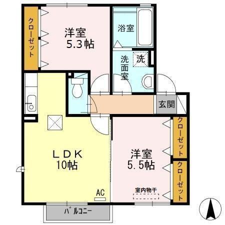 CASA VERDE A(2LDK/1階)の間取り写真