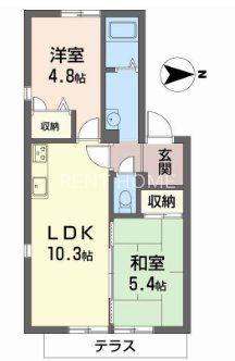 ディアス島泉II(2LDK/1階)の間取り写真