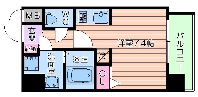 クレアートクラウン天王寺(ワンルーム/5階)の間取り写真