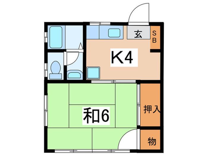 ハイツRORO(1K/2階)の間取り写真