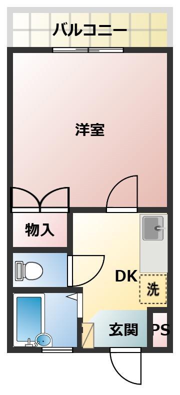 エクセル湯浅(1K/2階)の間取り写真