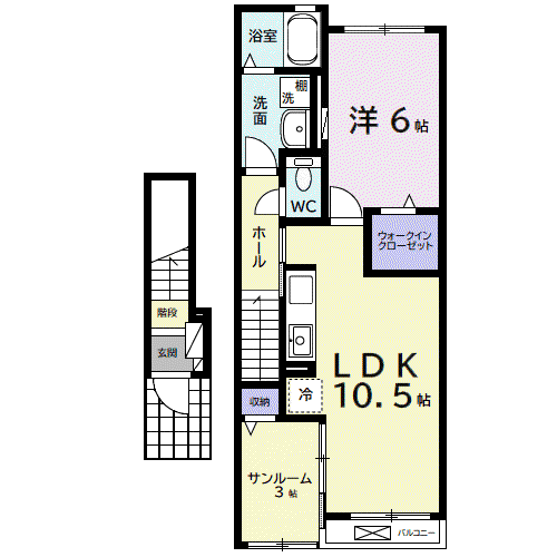 ザ サーフ(1LDK/2階)の間取り写真