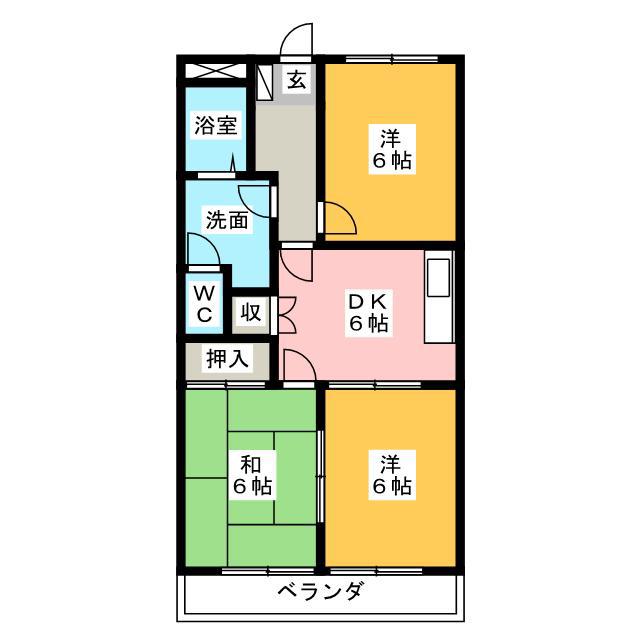 パレスフォーシーズン(3DK/2階)の間取り写真