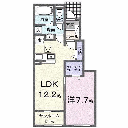 ラヴィエベール(1LDK/1階)の間取り写真