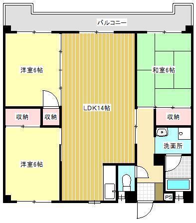 サンコーポ国分(3LDK/2階)の間取り写真