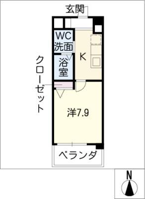 ジュネス弘洋(1K/2階)の間取り写真