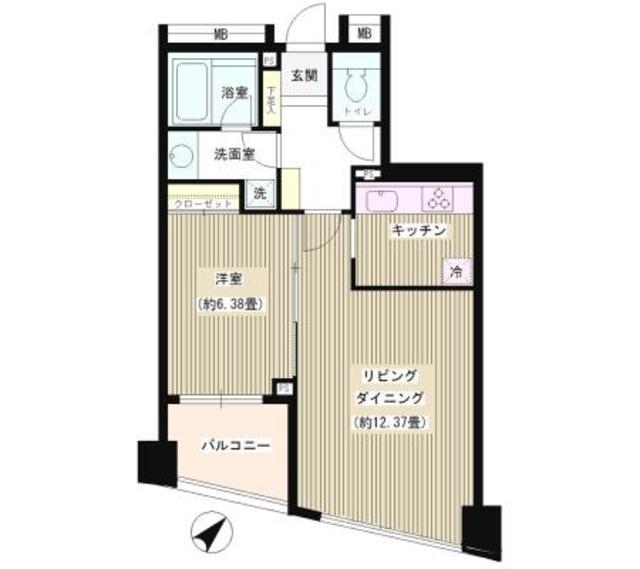 パトリス26(1LDK/5階)の間取り写真