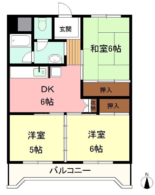 大成ビル(3DK/2階)の間取り写真